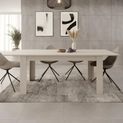 Meubella - Eetkamertafel Uverta - Beige - 220 cm - Uitschuifbaar