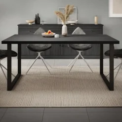Meubella - Eetkamertafel Vince - Zwart eiken - 180 cm