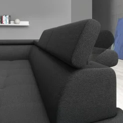 Meubella - Hoekbank Destiny - Zwart - Stof - Links