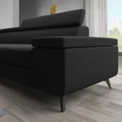 Meubella - Hoekbank Destiny - Zwart - Stof - Links