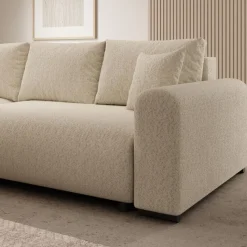 Meubella - Hoekbank Mindin - Beige teddystof - Universeel