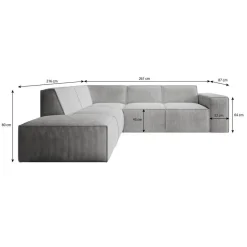 Meubella - Hoekbank Monet - Beige - Fluffy ribstof - Links