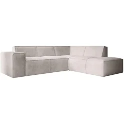 Meubella - Hoekbank Monet - Beige - Ribstof - Rechts