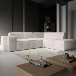 Meubella - Hoekbank Monet - Beige - Ribstof - Rechts