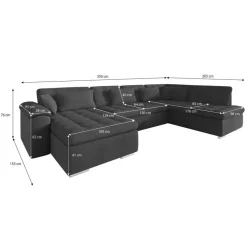 Meubella - Hoekbank Nicoreta - Zwart - Velvet - Links