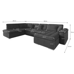 Meubella - Hoekbank Nicoreta - Zwart - Velvet - Rechts