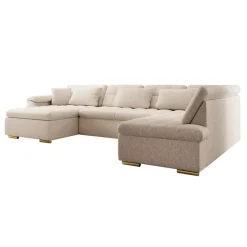 Meubella - Hoekbank Nicoreta - Beige - Teddy Boucle - Links