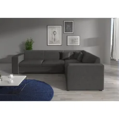 Meubella - Hoekbank Santana - Grijs - Velvet - Links