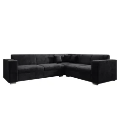 Meubella - Hoekbank Santana - Zwart - Velvet - Rechts