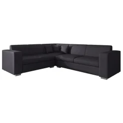 Meubella - Hoekbank Santana - Zwart - Leer - Links