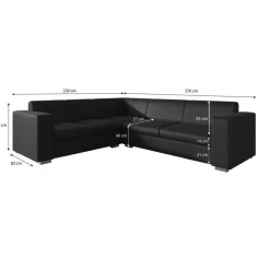 Meubella - Hoekbank Santana - Zwart - Leer - Links