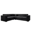 Meubella - Hoekbank Santana - Zwart - Velvet - Links