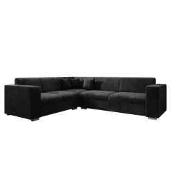 Meubella - Hoekbank Santana - Zwart - Velvet - Links