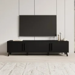 Meubella - Hydra - TV-Meubel - Zwart - 180 cm