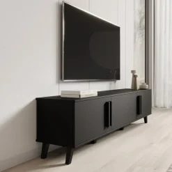 Meubella - Hydra - TV-Meubel - Zwart - 180 cm