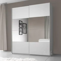 Meubella - Kledingkast Colorado - Wit - 180 cm - Met spiegel