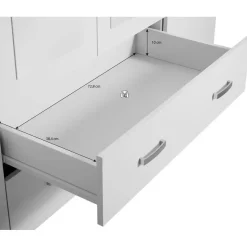 Meubella - Kledingkast Hinto - Grijs Eiken - 160 cm - Met spiegel