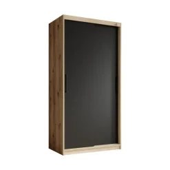 Meubella - Kledingkast Luxor - Zwart - Eiken - 100 cm