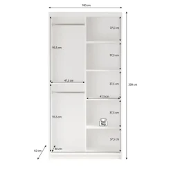 Meubella - Kledingkast Mandalin - Zwart - 100 cm - Met spiegel