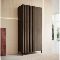 Meubella - Kledingkast Paz - Donkerbruin eiken - 92 cm