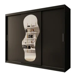 Meubella - Kledingkast Ulysses - Zwart - 250 cm - Met spiegel