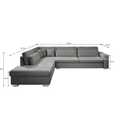 Meubella - Kristina - Hoekbank 5-zits - Grijs velvet - Links