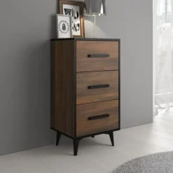 Meubella - Ladekast Frey - Donker eiken - Zwart - 47 cm