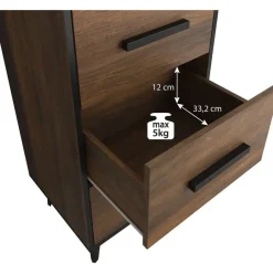 Meubella - Ladekast Frey - Donker eiken - Zwart - 47 cm