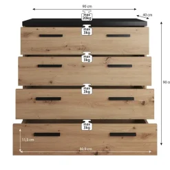 Meubella - Ladekast Incala - Eiken - 90 cm