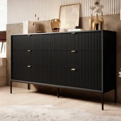 Meubella - Ladekast Navil - Zwart - 154 cm