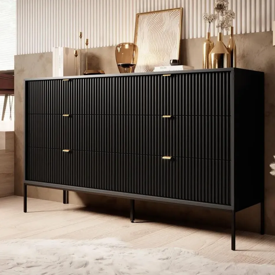 Meubella - Ladekast Navil - Zwart - 154 cm