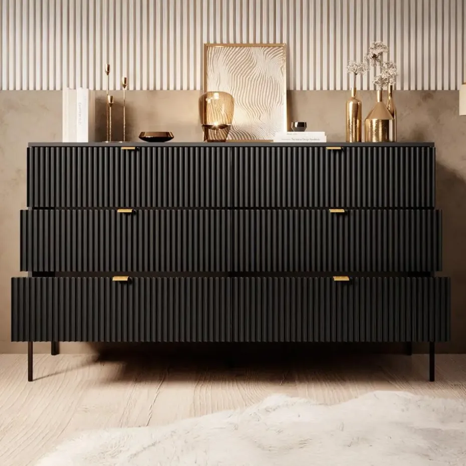 Meubella - Ladekast Navil - Zwart - 154 cm