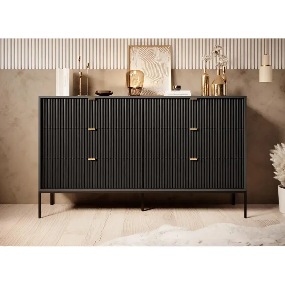 Meubella - Ladekast Navil - Zwart - 154 cm