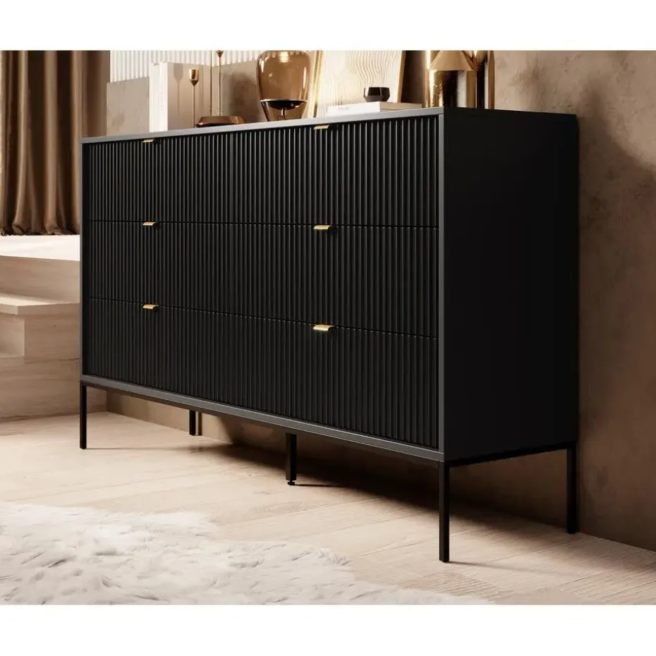 Meubella - Ladekast Navil - Zwart - 154 cm