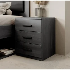 Meubella - Nachtkastje Gina - Antraciet eiken - 46 cm