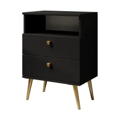Meubella - Nachtkastje Hidde - Zwart - 50 cm