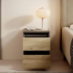 Meubella - Nachtkastje Masuka - Antraciet - 30 cm