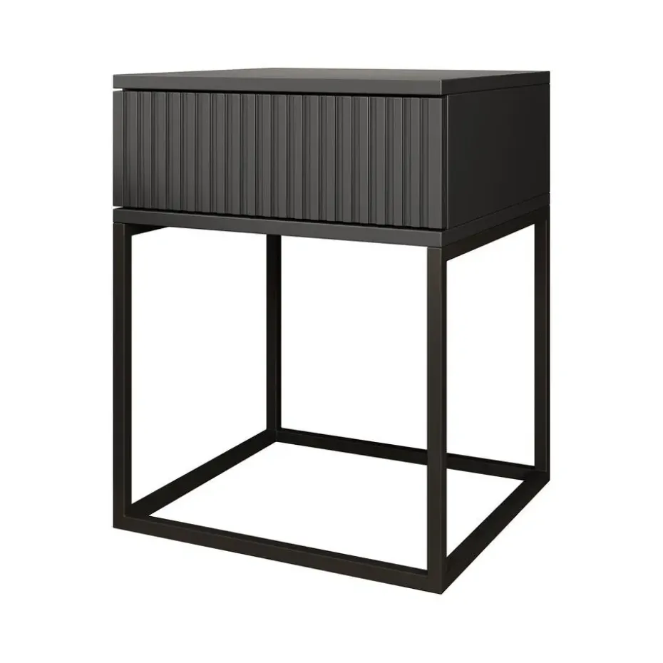 Meubella - Nachtkastje Sylvester 1 - Antraciet - 40 cm