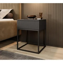 Meubella - Nachtkastje Sylvester 1 - Antraciet - 40 cm