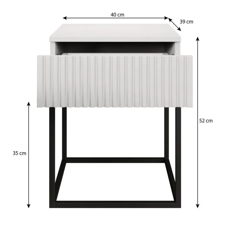 Meubella - Nachtkastje Sylvester 1 - Antraciet - 40 cm