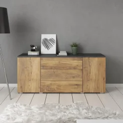 Meubella - Pure - Dressoir - Eiken/Grijs - 150x39x68 cm