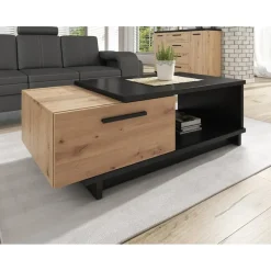 Meubella - Salontafel Incala - Eiken - Zwart - 120 cm
