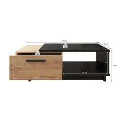 Meubella - Salontafel Incala - Eiken - Zwart - 120 cm