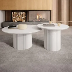 Meubella - Salontafel Mixx - Wit - Set van 2