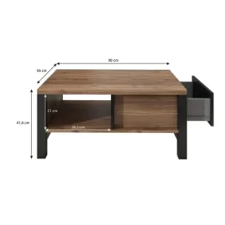 Meubella - Salontafel Olivia - Zwart - Eiken - 90 cm