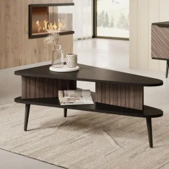 Meubella - Salontafel Pedro - Donker eiken - Zwart eiken - 100 cm