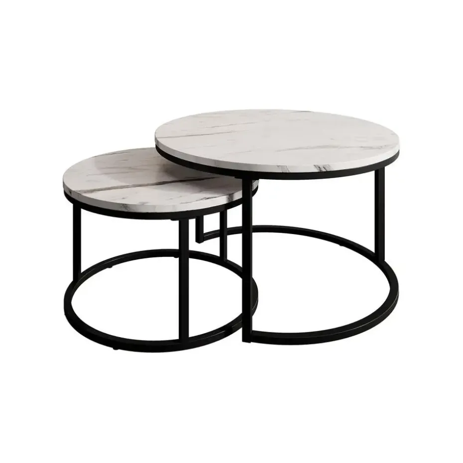 Meubella - Salontafel Rica - Wit marmerlook - Set van 2