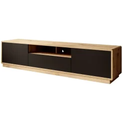 Meubella - TV-Meubel Acuna - Mat zwart - Eiken - 200 cm
