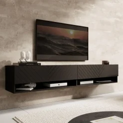 Meubella - TV-Meubel Asino - Zwart Visgraat - 180 cm