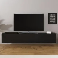 Meubella - TV-Meubel Bonzo - Mat Zwart - 180 cm